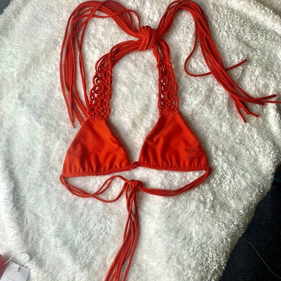 MIKOH Waipahu Triangle Multi String Bikini Swim Top Red Small NWOT - Picture 4 of 12